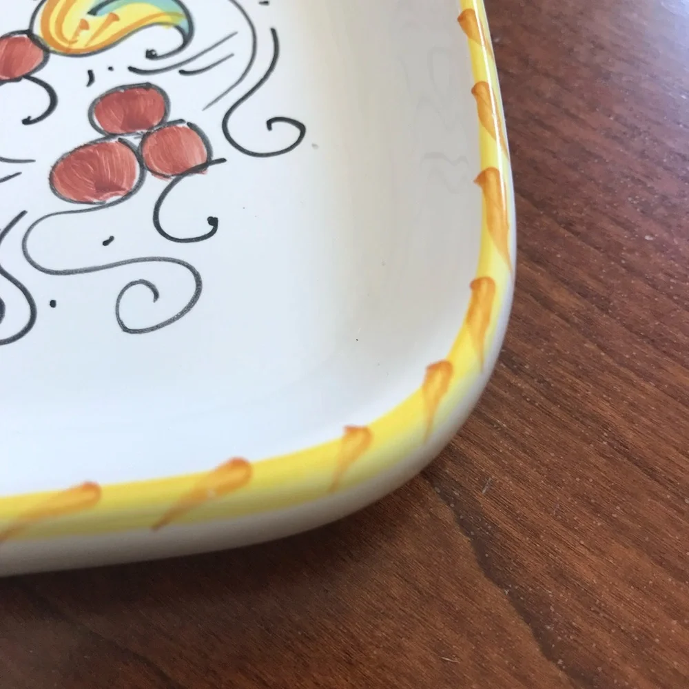 Williams Sonoma Raffaellesco Hand Painted Italian Art Pottery Rectangula…